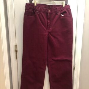 𝅺JEANOLOGY Burgundy Jeans long boot cut pants size 14 ‎  #p1005